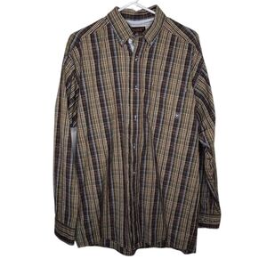 Ariat Men's Brown Plaid Western Shirt  Long Sleeves Button Down Cowboy Shirt Lg